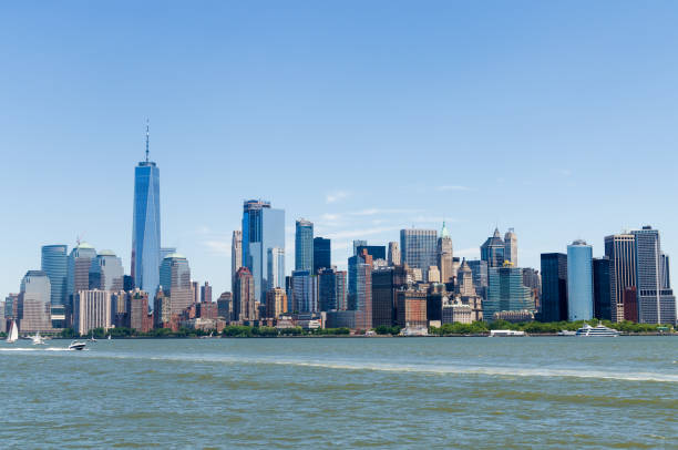 istock Manhattan skyline New York with water front 937123874