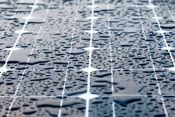 Rain water on the solar panel