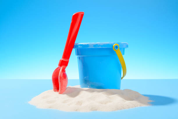 istock Toy plastic bucket and shovel in the sand 937126772