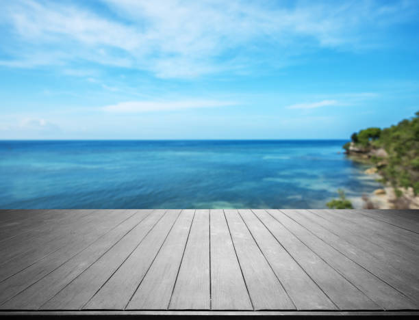 Wooden Platform Beside Tropical Ocean