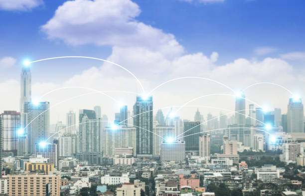 istock comprehensive social connection line  and internet around the city, mixed media with network icon 937135002