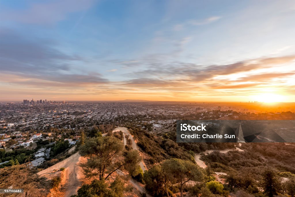 Sunset LA The sunset at LA from Griffith Observatory. California Stock Photo