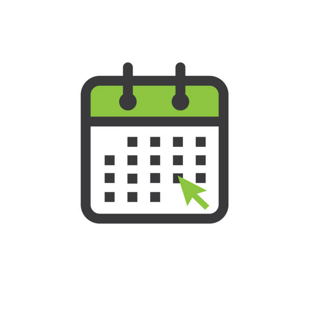 Time management and Schedule icon for upcoming event Calendar image with specific date upcoming events clip art stock illustrations