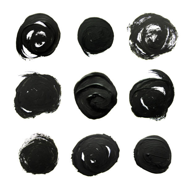 istock Set of black circles. Abstract gouache brush strokes 937168346