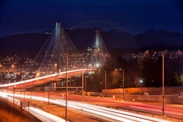 istock Port Mann Bridge at night, BC, Canada 937174402