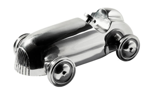 istock Metallic silver vintage model of a car 937183610