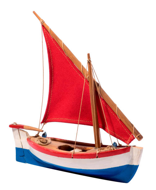 istock Colorful wooden sailing boat with red sail 937183620