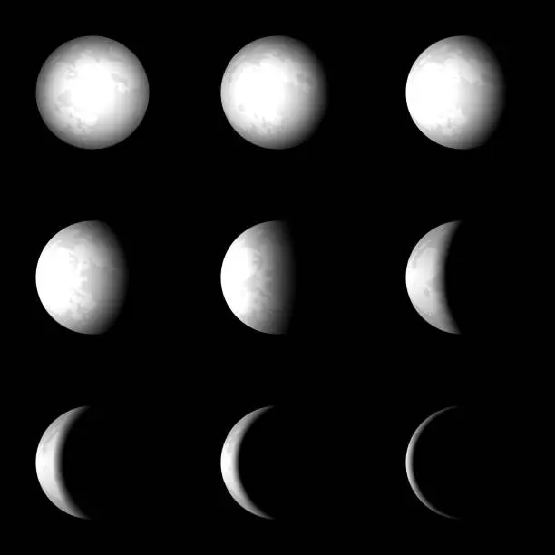 Vector illustration of phases of solar eclipse