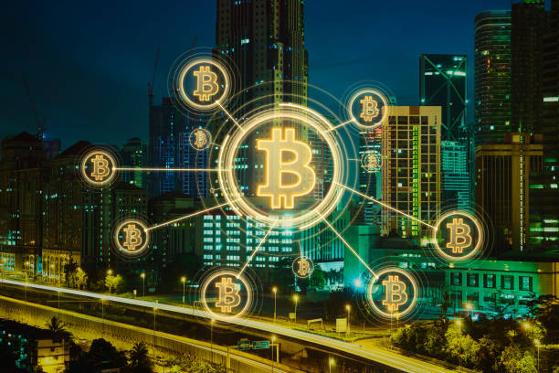 istock Electronic money ,blockchain transfers and finance concept. 937187828
