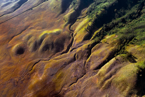 Beautiful textures of Mount Bromo volcano at sunset, indonesia