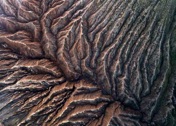 Beautiful textures of Mount Bromo volcano at sunset, indonesia