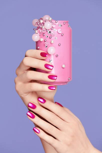 istock Pink Nails. Woman With Soda Can In Hands 937213570