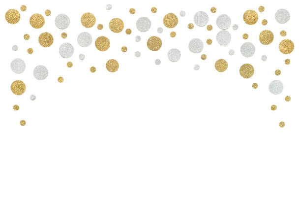 istock Gold and silver glitter dot paper on white background 937217026