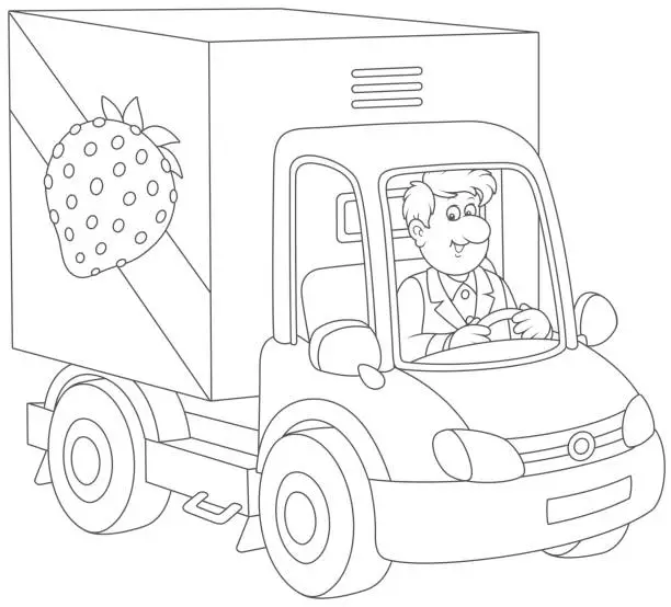 Vector illustration of Truck driver delivering goods