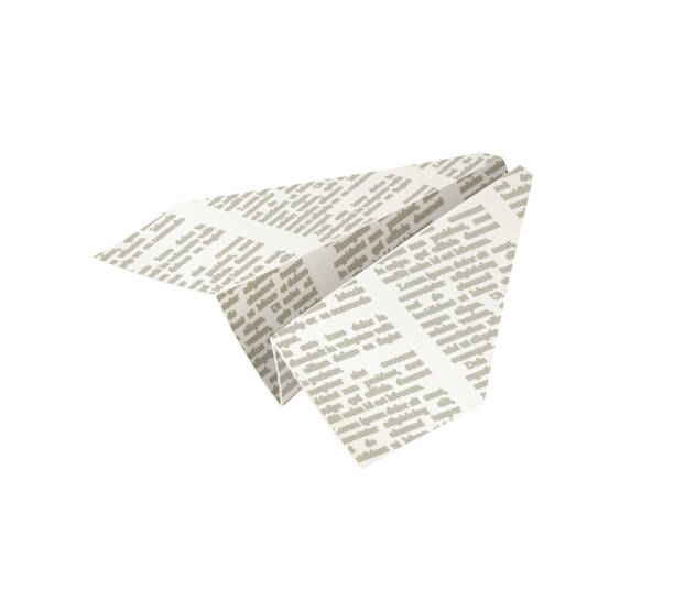 istock Paper origami airplane. Newspaper Handicraft 937219254