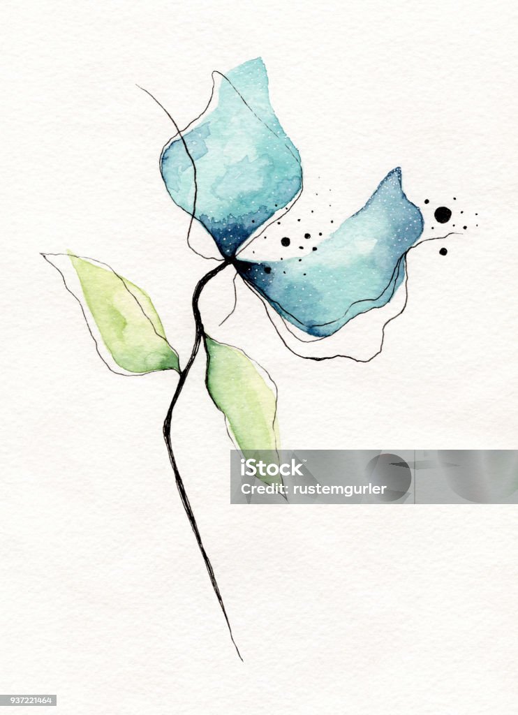Watercolor Flower Watercolor Painting, Acrylic Painting, Drawing - Activity, Painted Image, Watercolor Paints Flower stock illustration