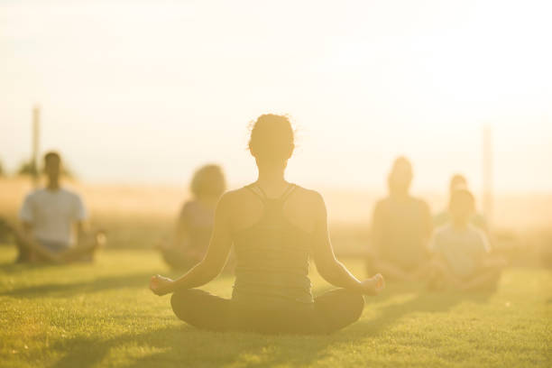 Outdoor evening fitness class