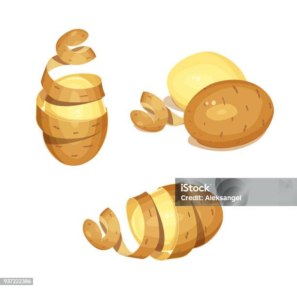 Potatoes With Peel Vegetable Foodstuff Stock Illustration - Download Image Now - Prepared Potato, Peel - Plant Part, Illustration