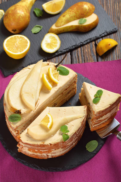 istock close-up of sliced pear sponge cake 937225000