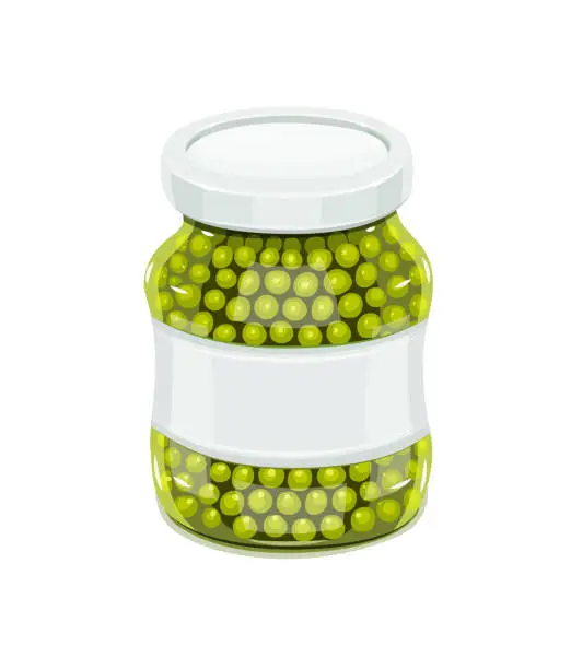 Vector illustration of Glass jar with greeen peas