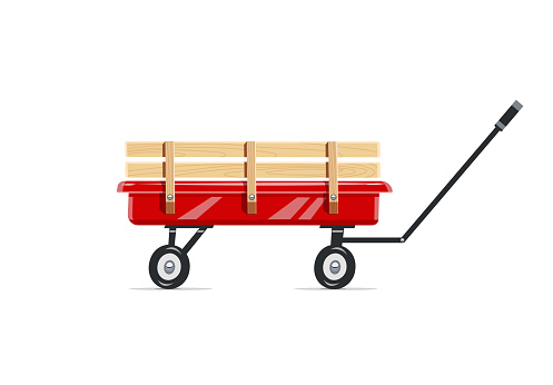 Cart. Childs toy. Agriculture tool. Housekeeping equipment. Isolated white background. Vector illustration.