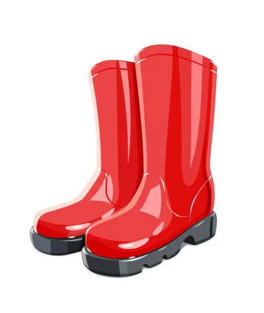 Vector illustration of Rubber Garden boots. Protection shoes. Working uniform.