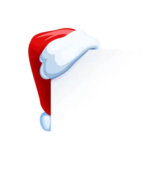 Vector illustration of Santa Claus cap hang at corner.