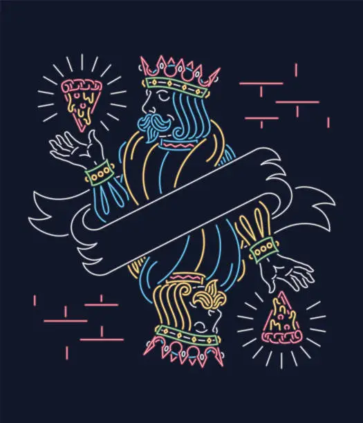 Vector illustration of The king of pizza wallpaper neon sign design