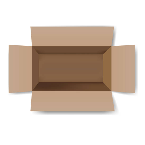 illustrazioni stock, clip art, cartoni animati e icone di tendenza di apri scatola di cartone vuota - gift isolated brown white background