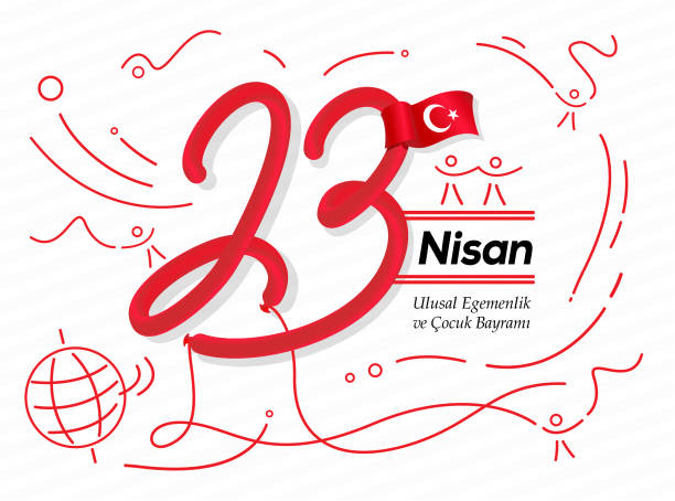 April 23 National Sovereignty and Children's day of Turkey National Day of Country of Turkey number 23 stock illustrations