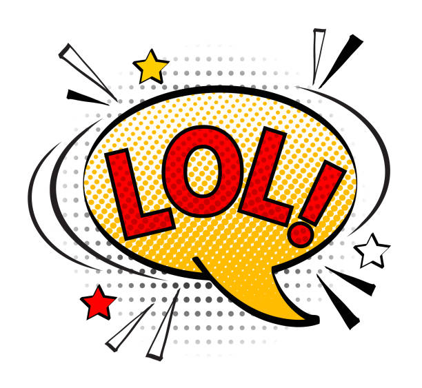 Comic retro pop art speech bubble with stars, emotional text Lol on dots Comic retro pop art speech bubble with stars, emotional text Lol on dots. Vector bright dynamic cartoon illustration isolated on white background. laughing stock illustrations