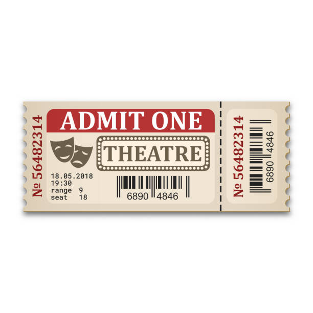 theaterkarte im retro-stil. eintrittskarte isoliert auf weißem hintergrund. vektor illustaration - ticket raffle ticket ticket stub movie ticket stock-grafiken, -clipart, -cartoons und -symbole