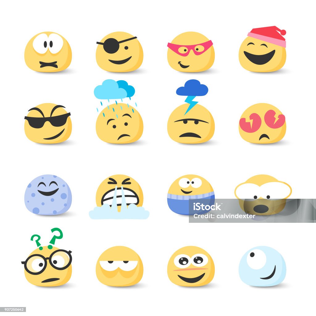 Emoticons collection Vector illustration of a collection of cute colorful and hand drawn emoticons Emoticon stock vector