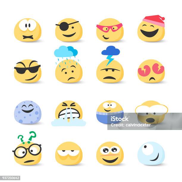 Emoticons Collection Stock Illustration - Download Image Now - Emoticon, Humility, Icon Set