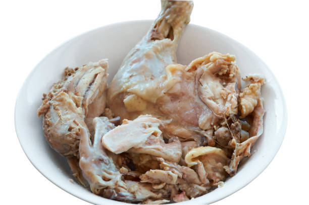 istock boiled chicken, cooked chicken carcass, boiled chicken meat in p 937254428