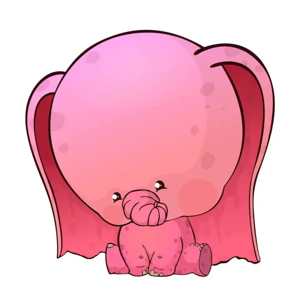 Vector illustration of Cute cartoon baby elephant.