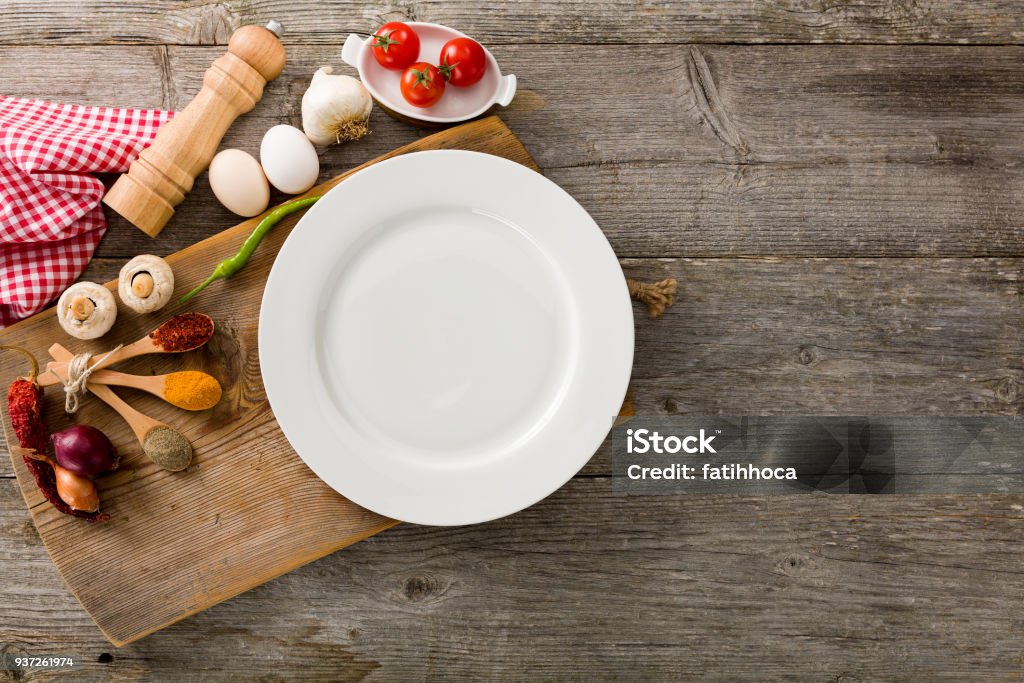 Food Background Food background high angle view. Plate Stock Photo