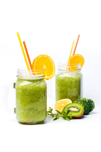 istock Kiwi and broccoli smoothie in a jar isolated 937262340