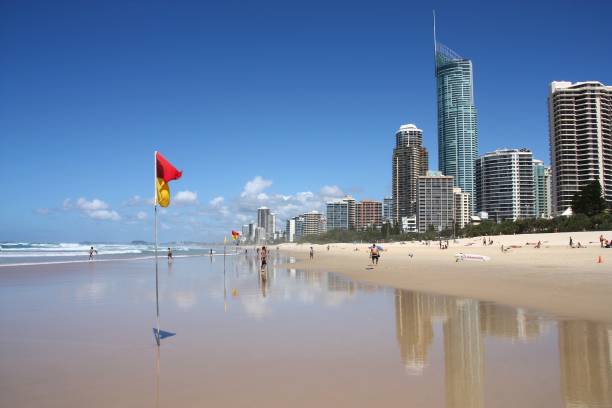 gold coast, australia - gold coast australia lifeguard sea imagens e fotografias de stock