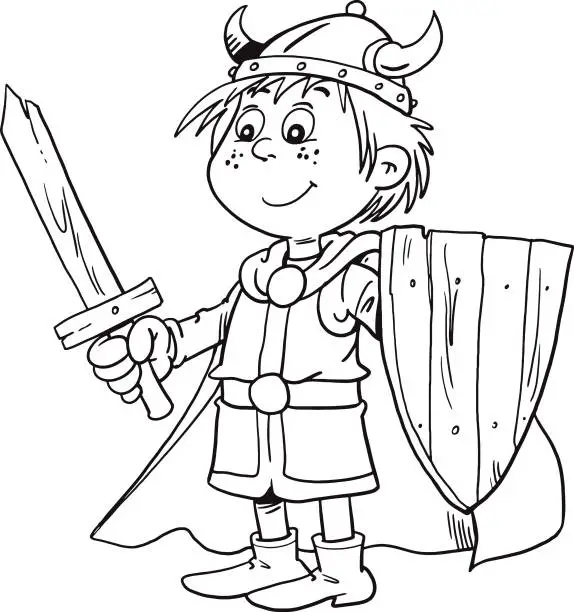 Vector illustration of child as a warrior