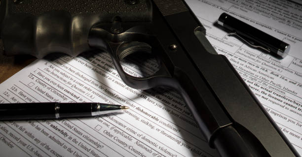 istock Handgun with NICS check and discharge line 937271064