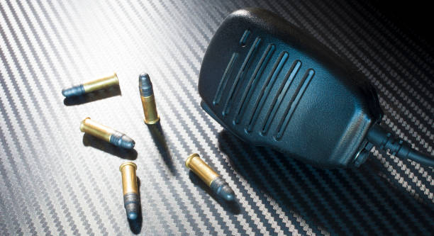 istock Two-way radio microphone and ammunition 937271504