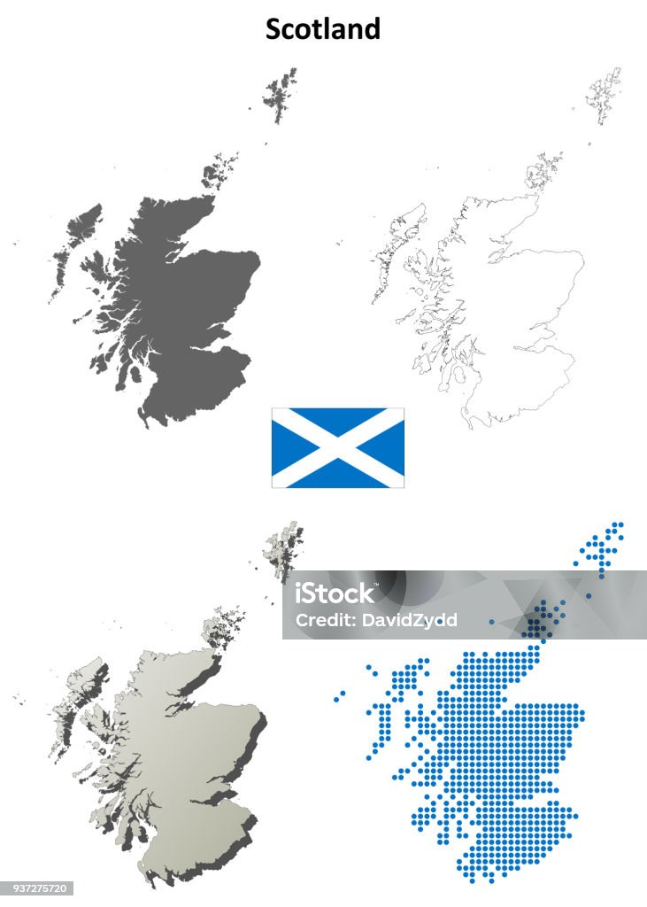 Scotland outline map set Scotland blank detailed vector outline map set Blank stock vector