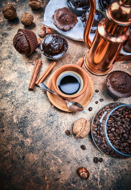 istock Crafting coffee in clay cup with bean 937282690