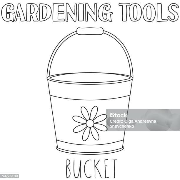 Line Art Black And White Bucket Stock Illustration - Download Image Now - Appliance, Art, Basket