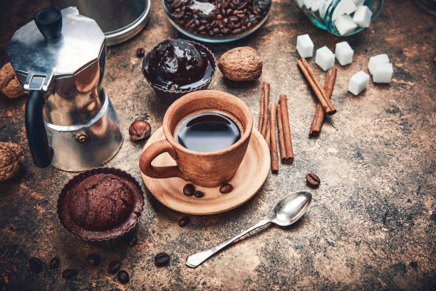 istock Crafting coffee in clay cup with bean 937285962