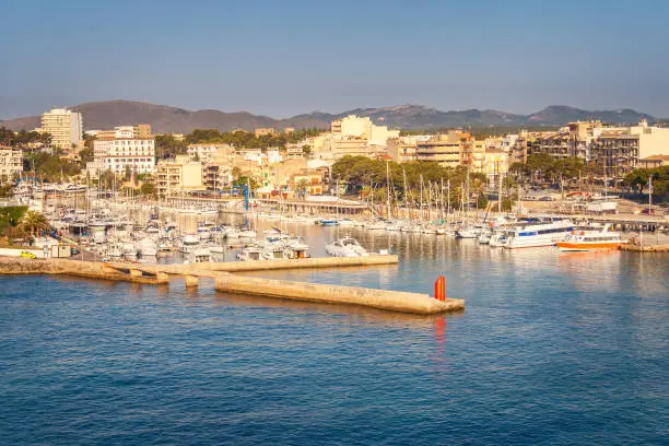 Harbor in Porto Cristo city on the Spanish island Mallorca, Europe.