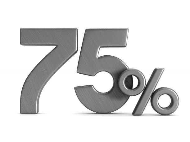 istock seventy five percent on white background. Isolated 3D illustration 937287292