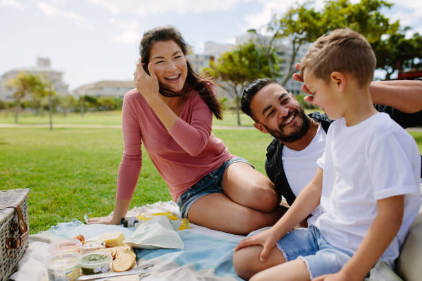 istock Family out for a picnic in a park 937294782