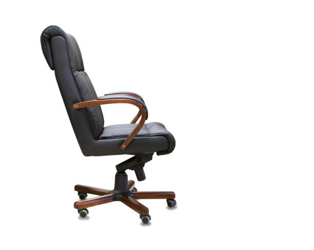 istock The office chair from black leather. Isolated 937295274
